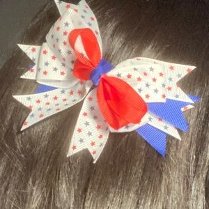 red white and blue bow hair clip